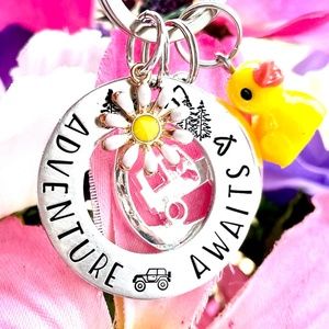 Adventure Awaits - Hand Stamped Keychain - Adventure Gift - Nature Gift